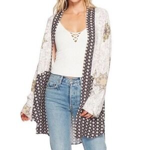 Free People Forget Me Knot Tie Front Kimono Size Medium Boho Festival Beach